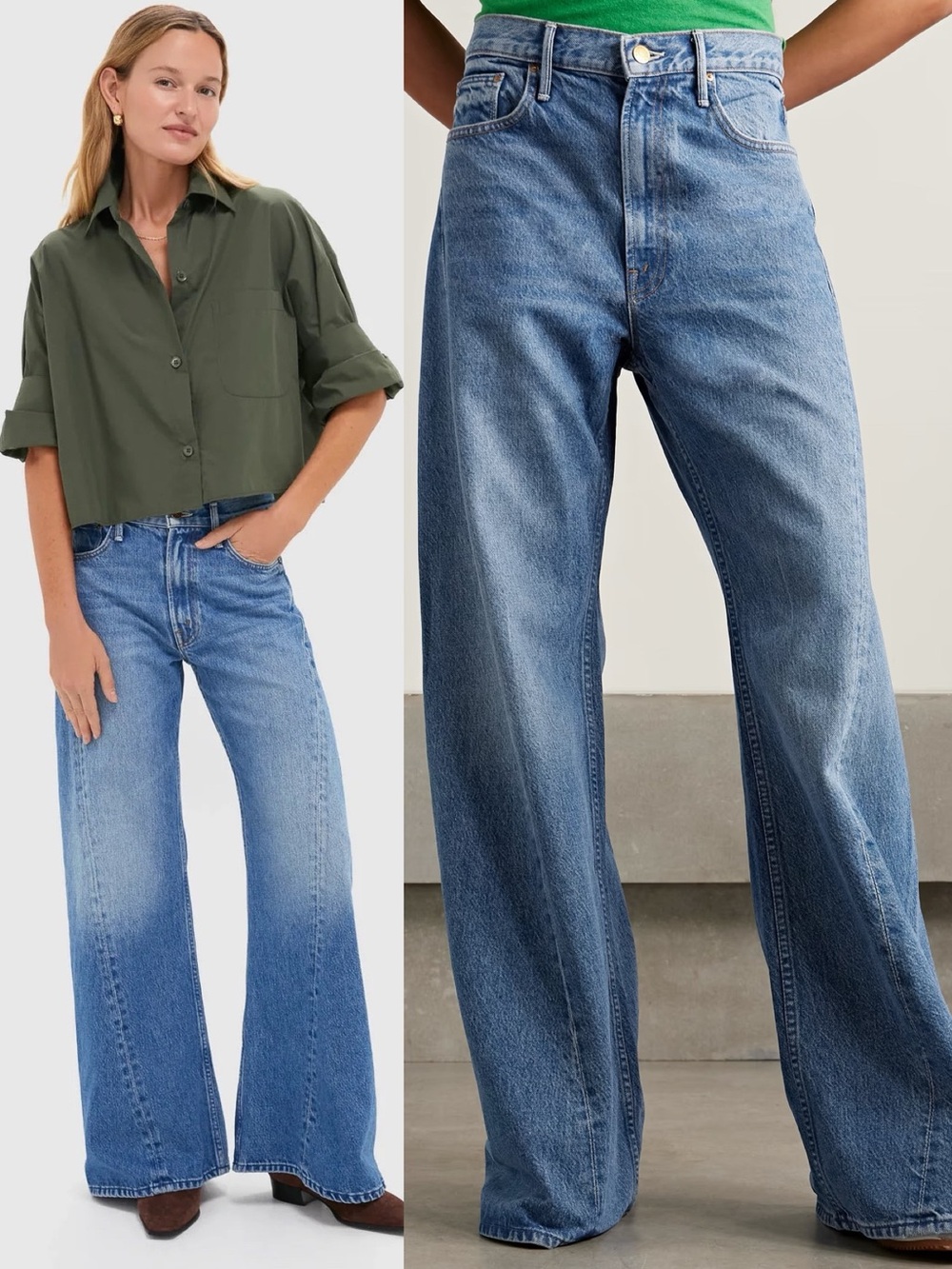 Mother Snacks The Lemon Twist Wide Leg Jeans Rolling In The Dough - Picture 10 of 11